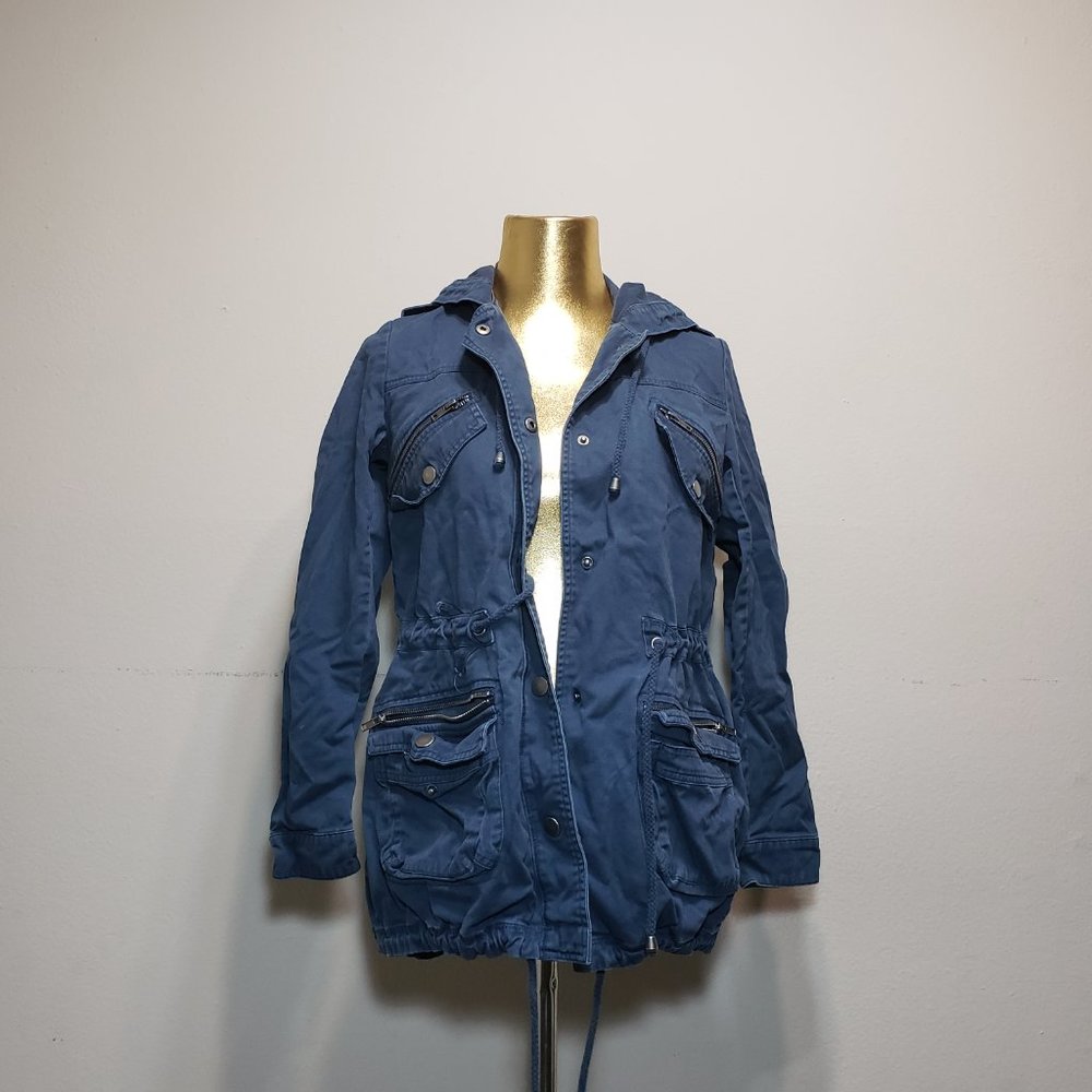 FOREVER 21 Blue Hooded Utility Jacket